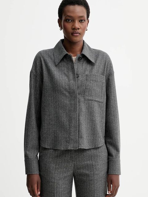 Marc O'Polo kurtka koszulowa z dodatkiem wełny kolor szary przejściowa oversize 510023774127