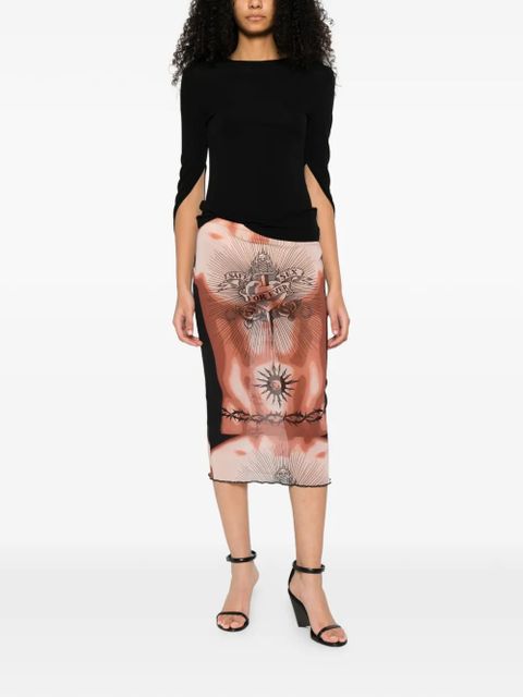 Jean Paul Gaultier tattoo print knee skirt - Neutrals