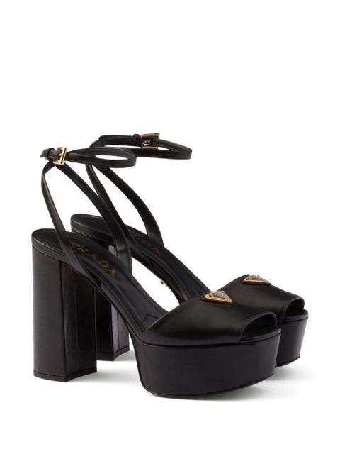 Prada 115mm leather platform sandals - Black - zdjęcie produktu nr 2