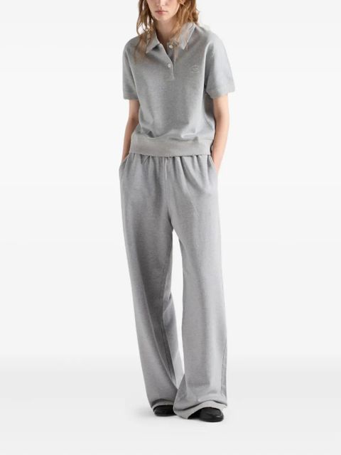 Prada logo-embroidered ribbed-knit polo shirt - Grey - zdjęcie produktu nr 2