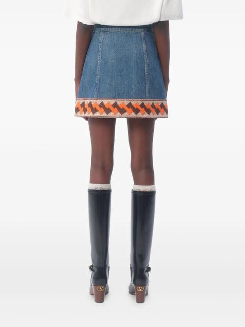 Valentino Garavani jacquard-trim mini skirt - Blue