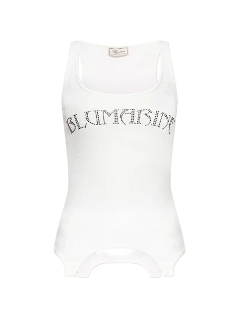 Blumarine rhinestone-embellished ribbed tank top - White - zdjęcie produktu nr 1