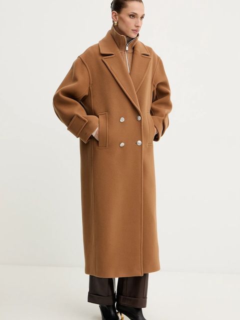 Pinko komin z dodatkiem wełny damski kolor brązowy gładki 105994 A2Z4