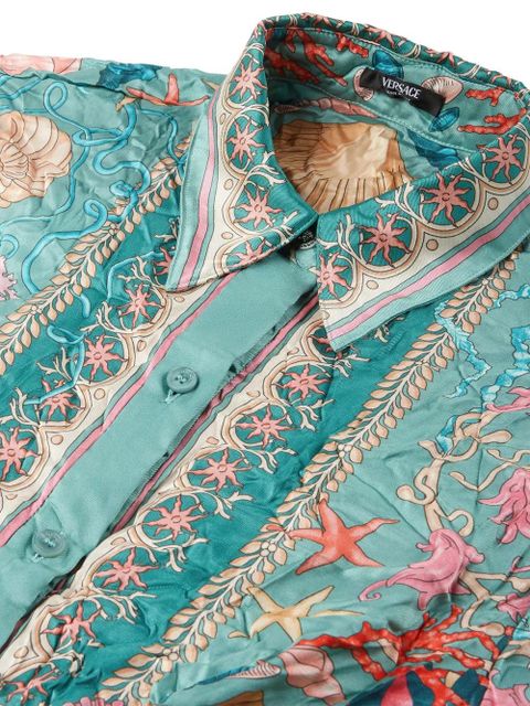 Versace Safety Pin Underwater Barocco draped shirt - Green