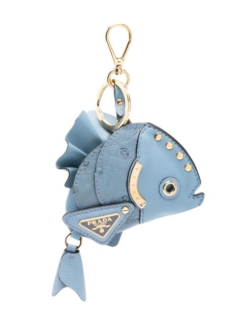 Prada leather key ring - Blue