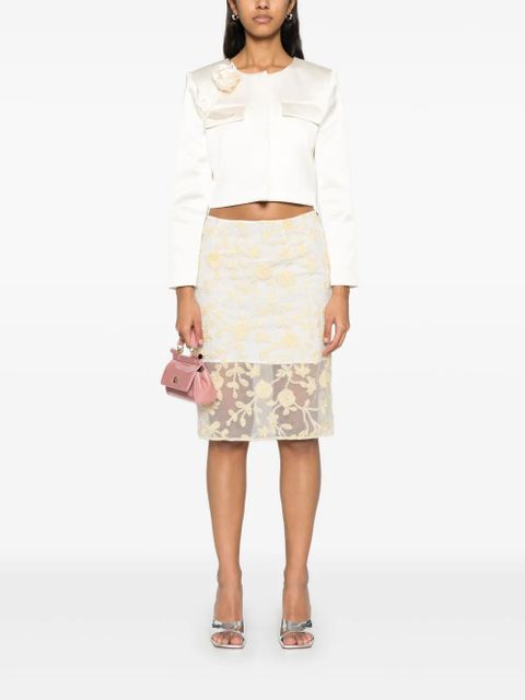 Self-Portrait 3D-flower satin jacket - White - zdjęcie produktu nr 2