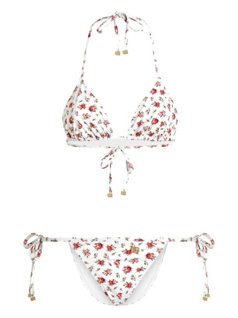 Dolce & Gabbana floral-print tie bikini - White - zdjęcie produktu nr 1