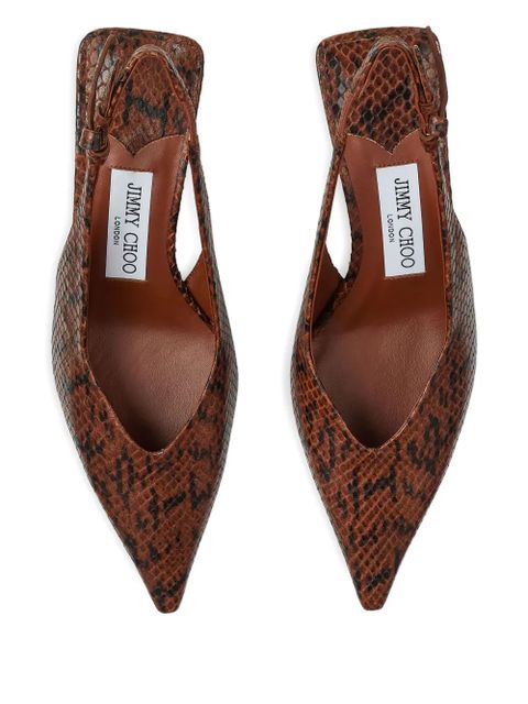 Jimmy Choo 60mm Camie snakeskin-effect slingback pumps - Brown - zdjęcie produktu nr 2
