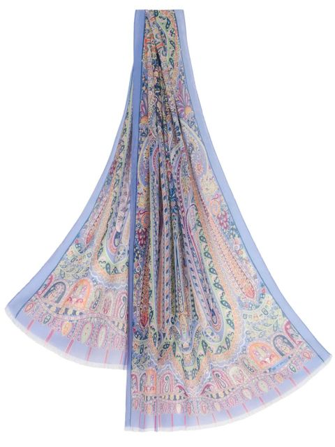 ETRO paisley-print frayed scarf - Blue - zdjęcie produktu nr 1