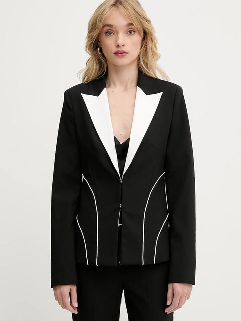 Karl Lagerfeld marynarka z domieszką wełny kolor czarny jednorzędowa wzorzysta A3W14039 - zdjęcie produktu nr 1