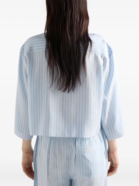 Prada striped patch-pocket shirt - Blue