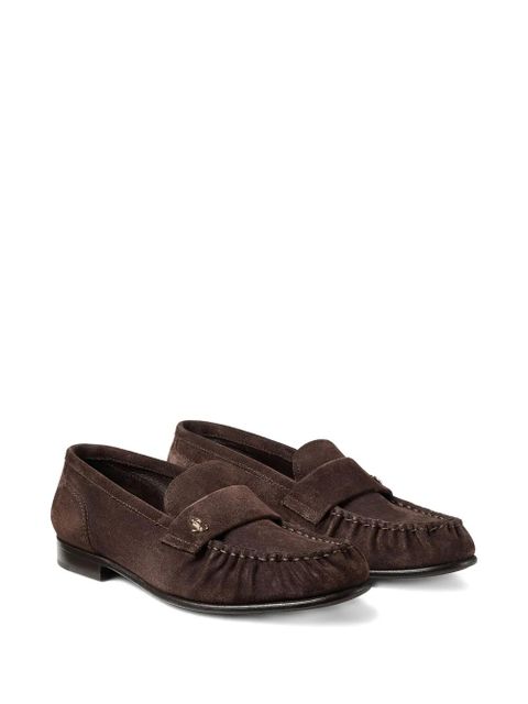 Jimmy Choo Ellis metal-plaque suede loafers - Brown - zdjęcie produktu nr 2