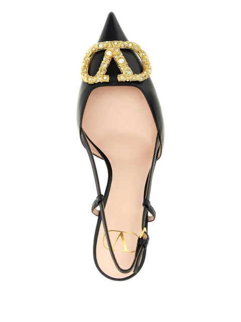 Valentino Garavani 80mm VLogo Signature slingback pumps - Black