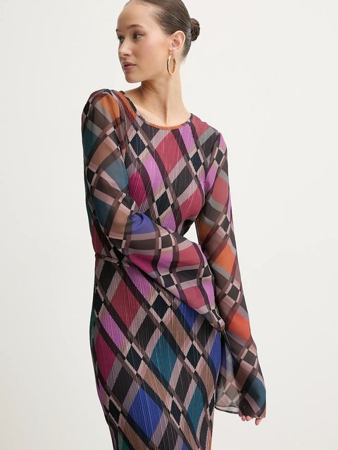 Never Fully Dressed sukienka kolor brązowy midi prosta NFDDR3029