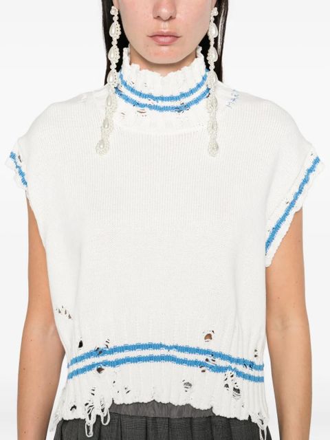 Marni frayed-hem sleeveless top - White