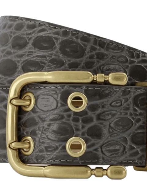 BY FAR Duo croc-embossed buckle belt - Grey - zdjęcie produktu nr 2