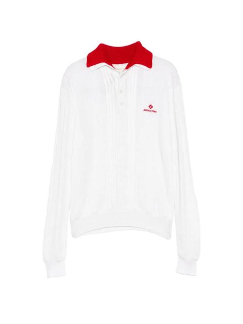 SHUSHU/TONG contrast-collar knitted polo top - White - zdjęcie produktu nr 1