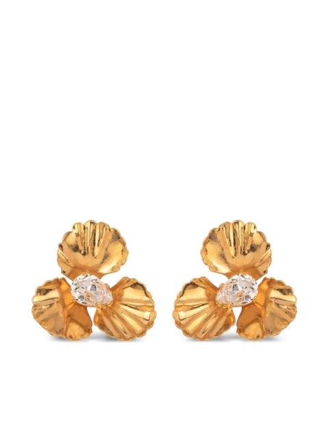 Jennifer Behr Caelyn crystal-embellished flower earrings - CRYSTAL/ ANTIQUE GOLD - zdjęcie produktu nr 1