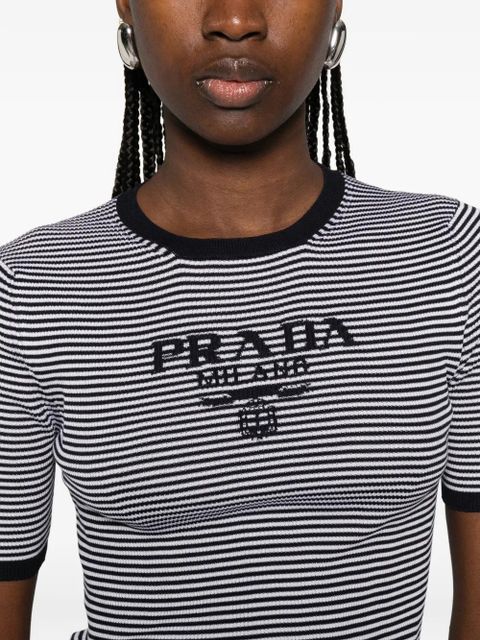 Prada striped logo T-shirt - White