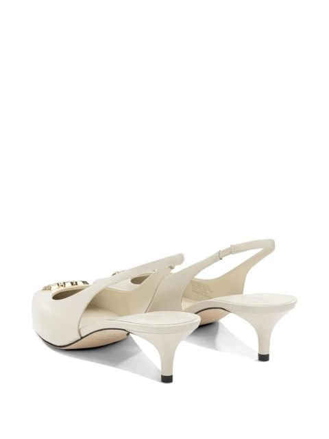 Tory Burch appliqued leather heeled pumps - Neutrals