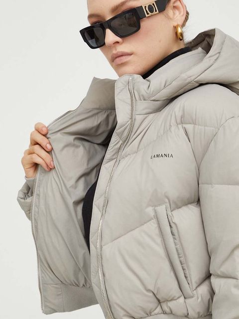 La Mania kurtka puchowa damska kolor szary zimowa