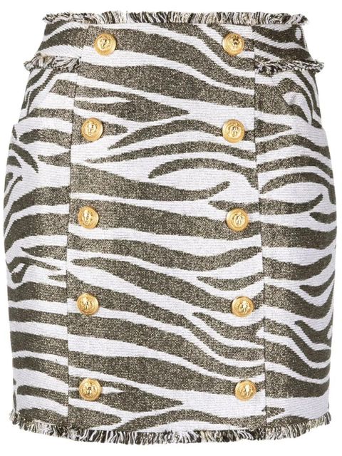 Balmain zebra print high-waisted miniskirt - White - zdjęcie produktu nr 1