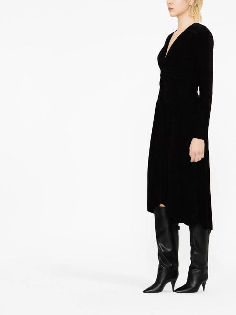 ISABEL MARANT long-sleeved V-neck midi dress - Black - zdjęcie produktu nr 2
