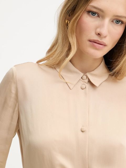 Armani Exchange sukienka kolor beżowy midi prosta XW001245 AF16121