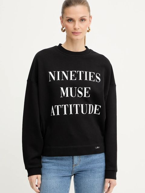 Elisabetta Franchi bluza bawełniana damska kolor czarny z nadrukiem MD01D56E2 - zdjęcie produktu nr 1