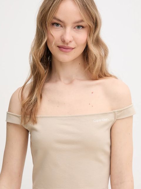 Calvin Klein Jeans top kolor brązowy J20J225542