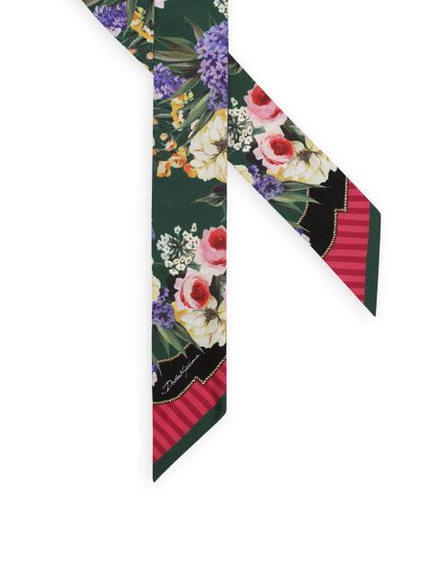 Dolce & Gabbana floral-print silk scarf - Green
