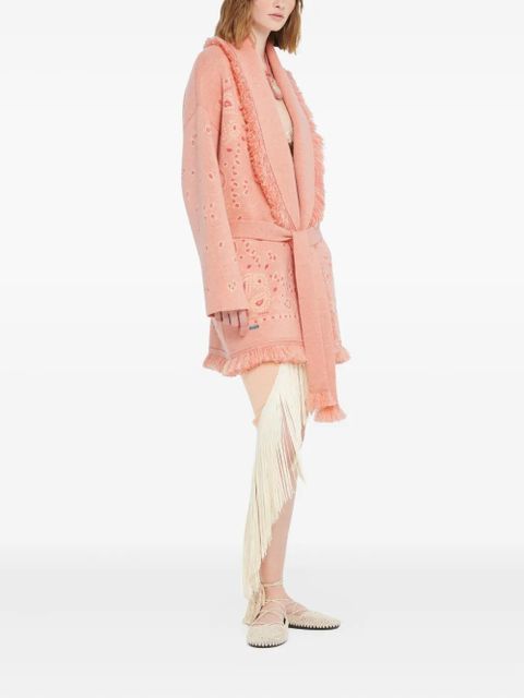 Alanui Bandana jacquard fringed cardigan - Pink
