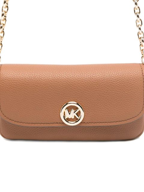 Michael Kors small Nolita logo-plaque pebbled-leather cross body bag - Neutrals