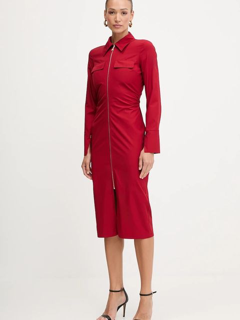 Patrizia Pepe sukienka bawełniana kolor czerwony midi prosta 8A1538 A391 - zdjęcie produktu nr 2