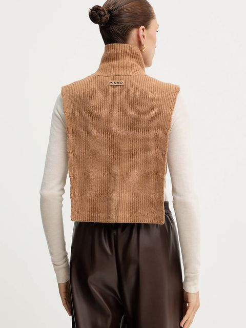 Pinko komin z dodatkiem wełny damski kolor brązowy gładki 105994 A2Z4