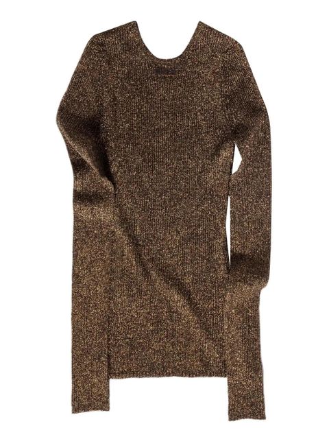 Miu Miu lamé crew-neck sweater - Brown - zdjęcie produktu nr 1