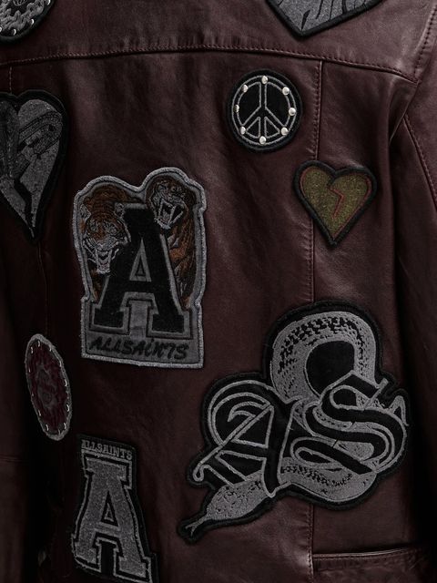 AllSaints ramoneska skórzana COLLEGE kolor bordowy przejściowa W138LB