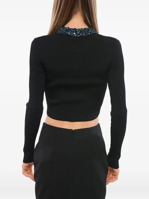 Balmain ribbed sequin-embellished cardigan - Black