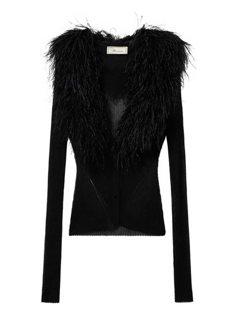 Blumarine feather-collar cardigan - Black - zdjęcie produktu nr 1