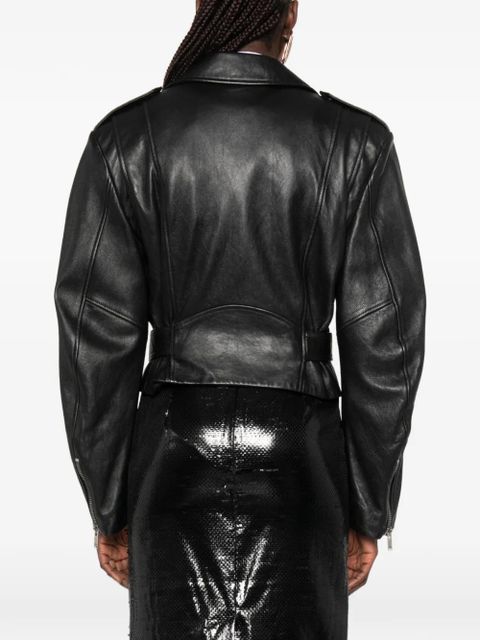 Saint Laurent belted biker jacket - Black