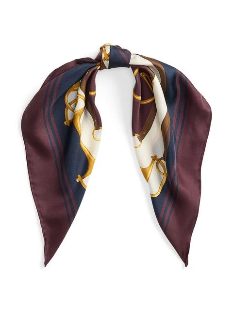 Lauren Ralph Lauren apaszka jedwabna damski kolor bordowy wzorzysta 454P09802