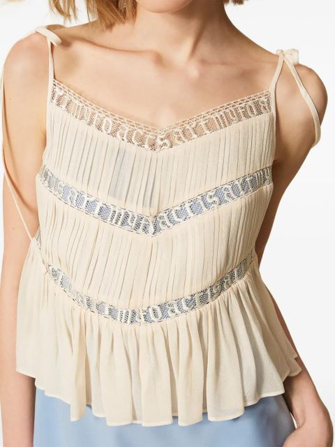 TWINSET lace-trim midi dress - Blue