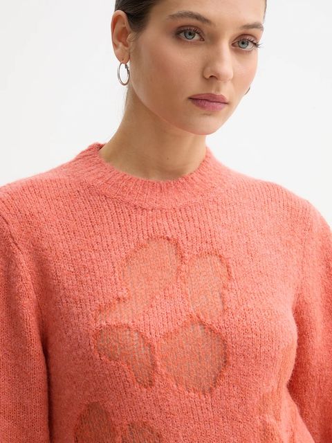 United Colors of Benetton sweter z dodatkiem wełny damski kolor pomarańczowy lekki 18L4E10EV