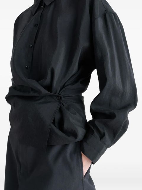 LEMAIRE twisted-detail polo-collar shirt - Black