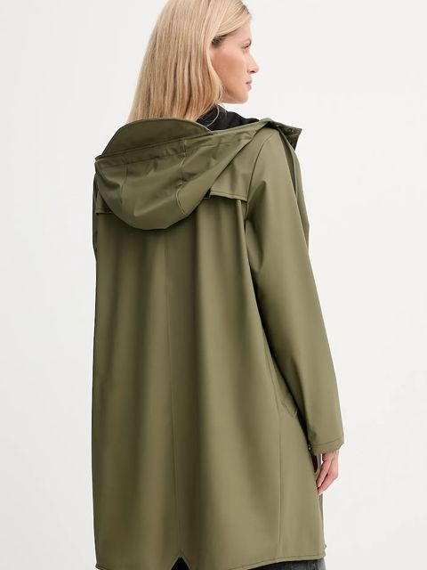 Rains kurtka 12020 Long Jacket kolor zielony przejściowa 12020