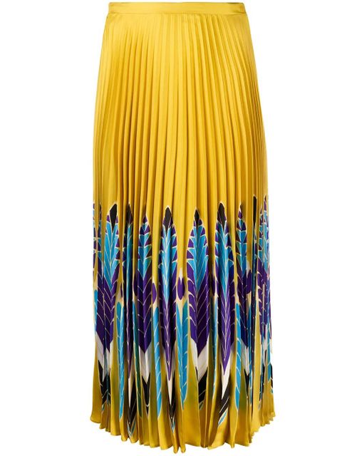 Valentino Garavani feather print pleated midi skirt - Yellow - zdjęcie produktu nr 1