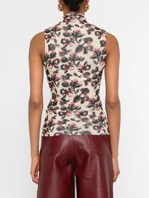 Nanushka floral-print turtleneck top - Neutrals