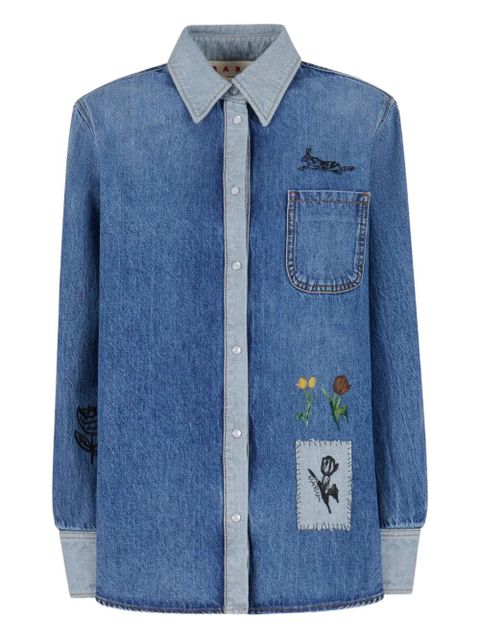 Marni embroidered denim shirt - Blue - zdjęcie produktu nr 1