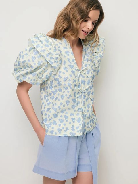 BIZUU bluzka z falbanką damska bawełniana ALIANNA - zdjęcie produktu nr 1