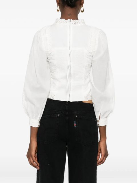 FARM Rio lace long-sleeve blouse - White